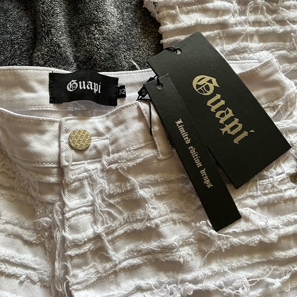 GUAPI Ghost White Blood Diamond Spiderweb Denim